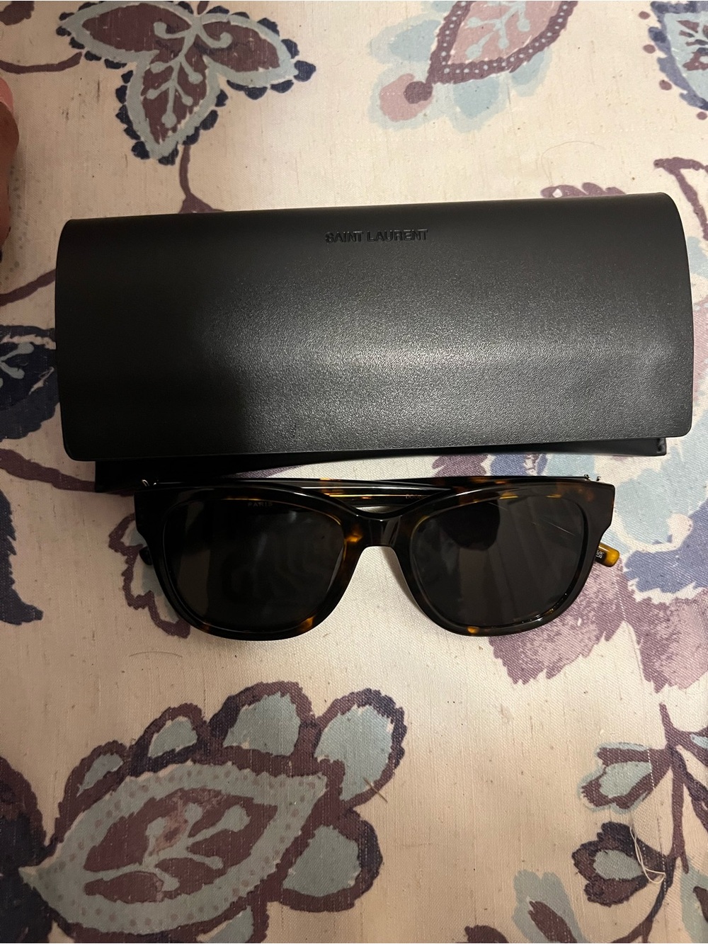 Saint Laurent Men’s Tortoiseshell Sunglasses with Black Lenses - Picture 2 of 3